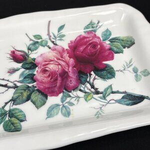 Roy Kirkham English Rose weighty bone china rectangular snack plate